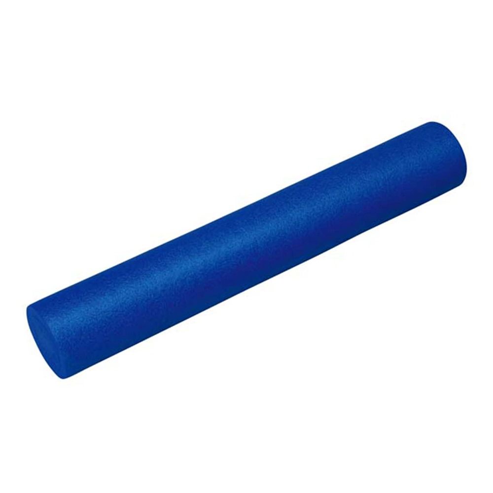 Blauer Pilates-Roller. Zylindrische Form. Aus Schaumstoff. Auf weißem Hintergrund.