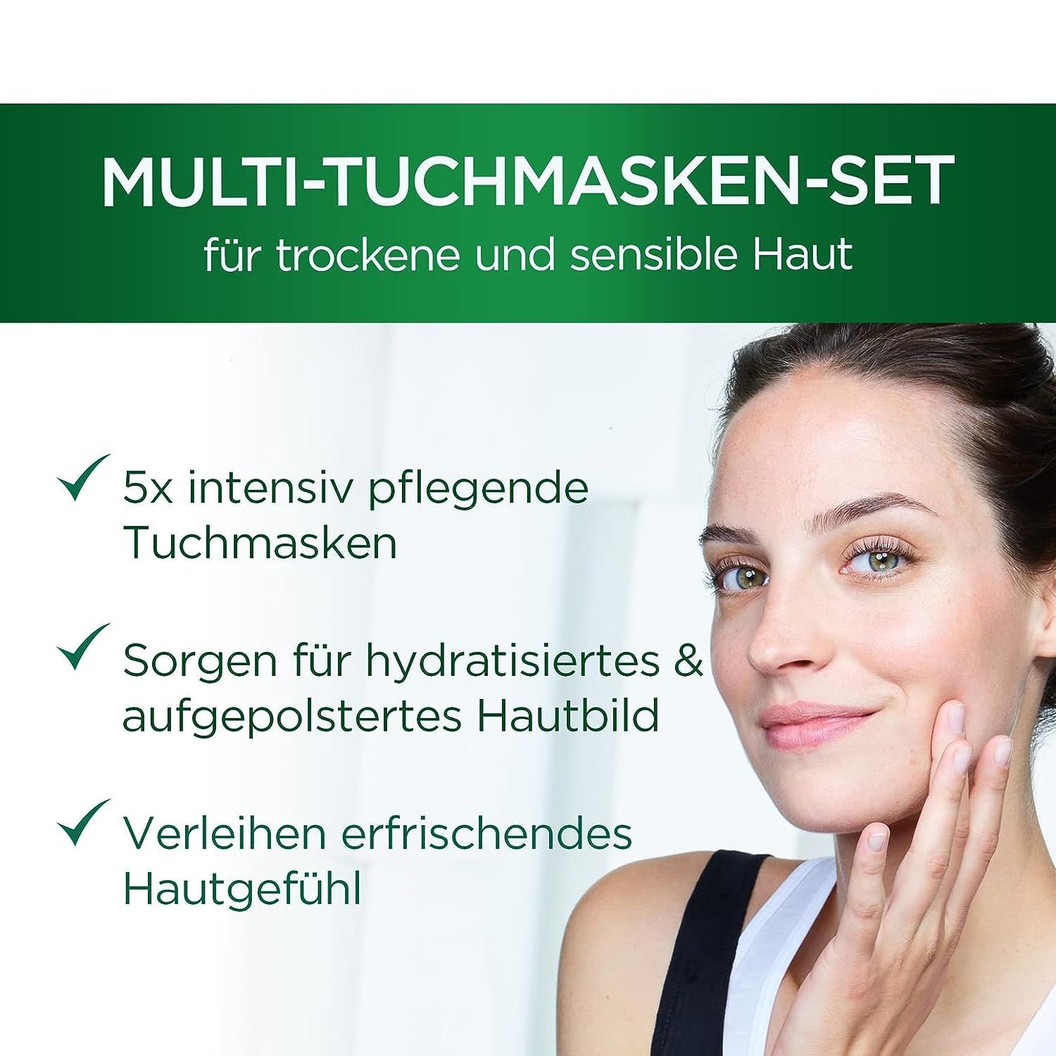 Garnier Feuchtigkeitsspendende Tuchmasken für trockene Haut, Mit Hyaluronsäure und Granatapfel