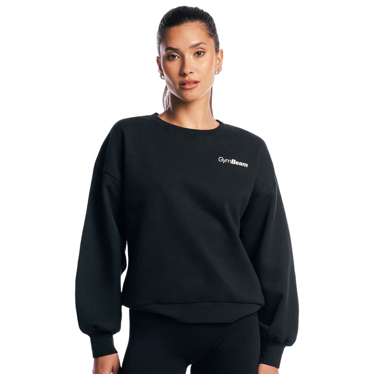 GymBeam Pullover Damen oversized mit Langarm und Ballonärmeln in Black 1 St