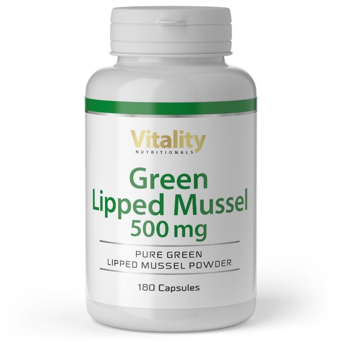 Vitality Nutritionals Grünlippmuschel Kapseln: 180 Kapseln mit je 500 mg reinem Pulver.