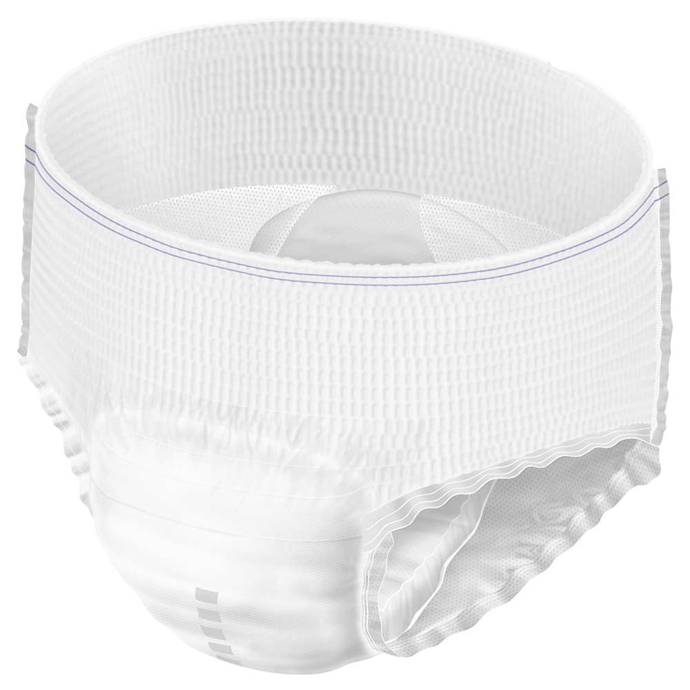 Weiße MoliCare Mobile Premium Inkontinenzhose. Elastischer Bund, atmungsaktives Material.