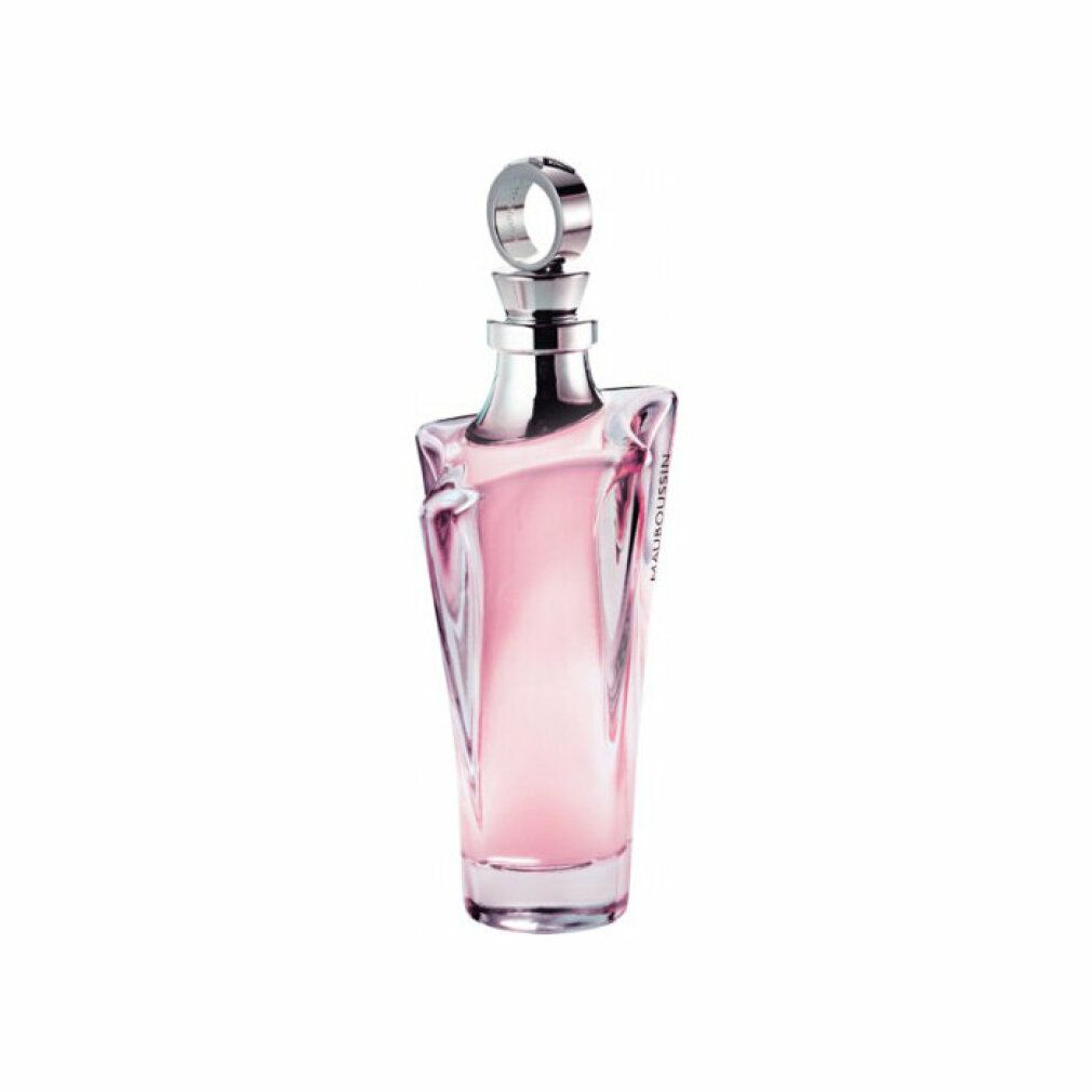 Rosa Pour Elle Eau de Parfum Spray Flakon. Rosa Flakon mit silbernem Verschluss. Mauboussin-Schriftzug.