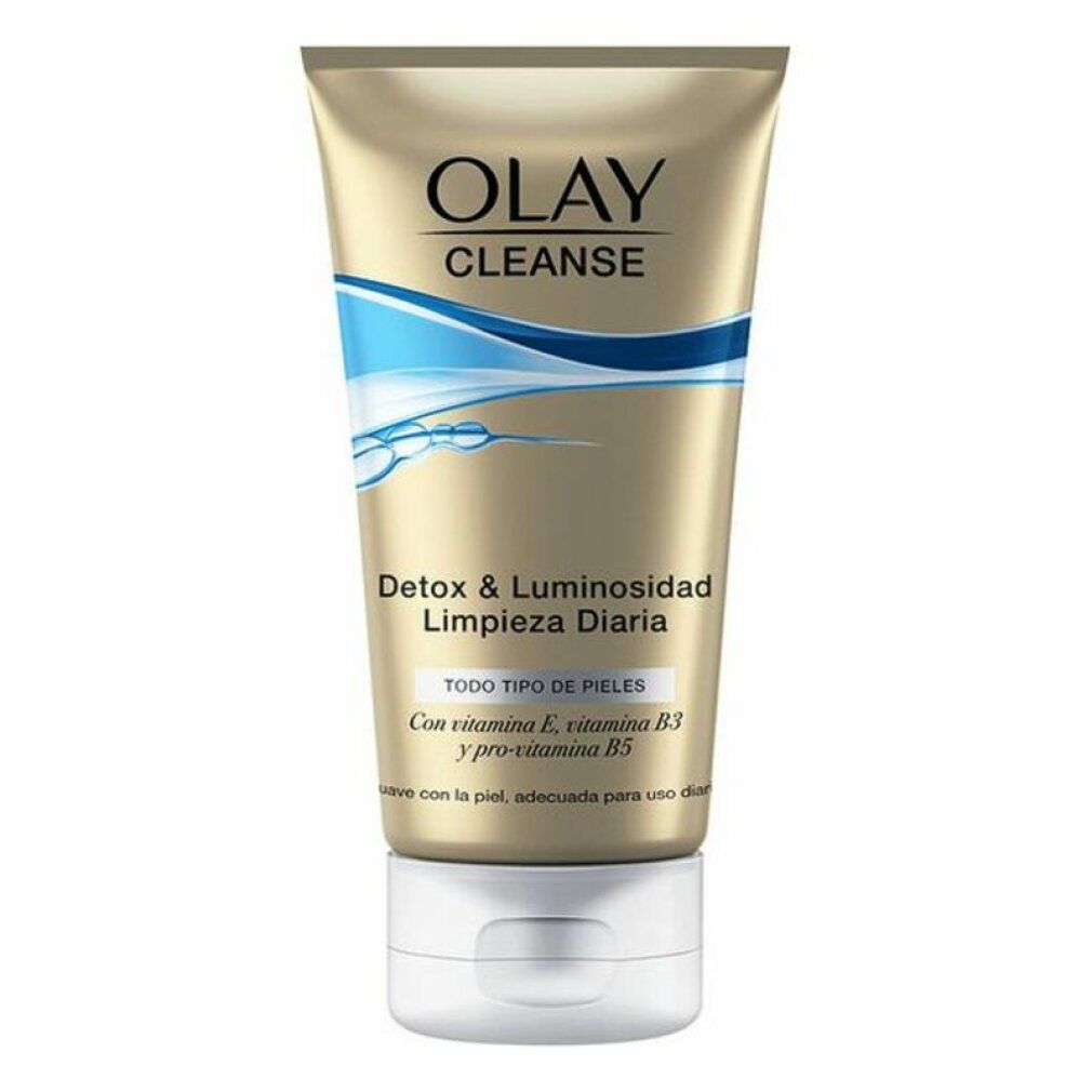 Goldfarbene Tube mit weißem Deckel. Oben steht Olay Cleanse. Darunter Detox & Luminosidad. Für alle Hauttypen.
