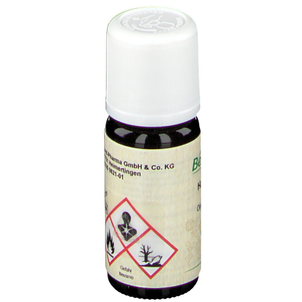 Braune Glasflasche mit weißem Deckel. Etikett mit Text und Gefahrensymbolen. Aufschrift: Bergland-Pharma GmbH & Co. KG.